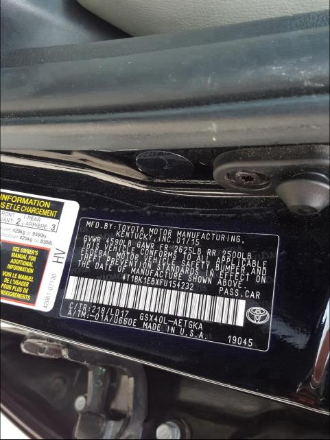 Photo 9 VIN: 4T1BK1EBXFU154232 - TOYOTA AVALON XLE 