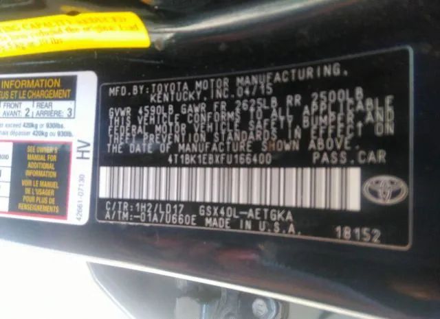 Photo 8 VIN: 4T1BK1EBXFU166400 - TOYOTA AVALON 