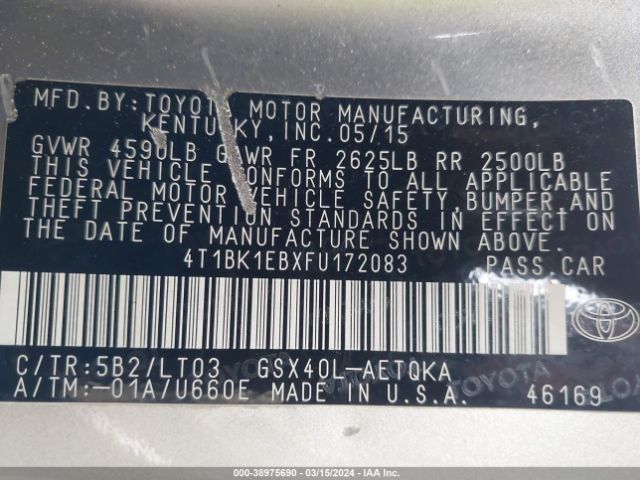 Photo 8 VIN: 4T1BK1EBXFU172083 - TOYOTA AVALON 