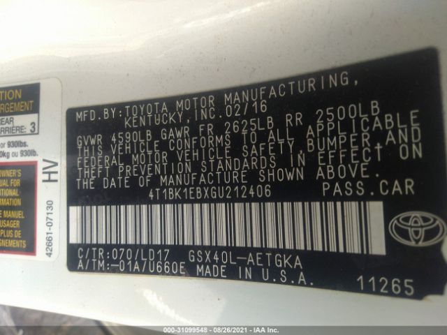 Photo 8 VIN: 4T1BK1EBXGU212406 - TOYOTA AVALON 