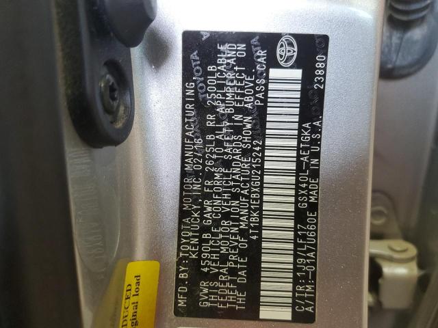 Photo 11 VIN: 4T1BK1EBXGU215242 - TOYOTA AVALON XLE 