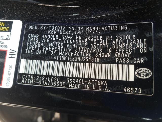 Photo 9 VIN: 4T1BK1EBXHU251918 - TOYOTA AVALON 