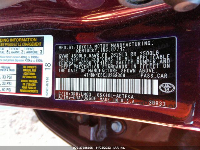 Photo 8 VIN: 4T1BK1EBXJU269308 - TOYOTA AVALON 