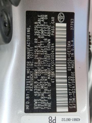 Photo 11 VIN: 4T1BK1FK0CU004284 - TOYOTA CAMRY SE 