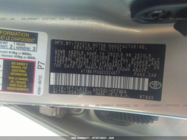 Photo 8 VIN: 4T1BK1FK0CU524677 - TOYOTA CAMRY 