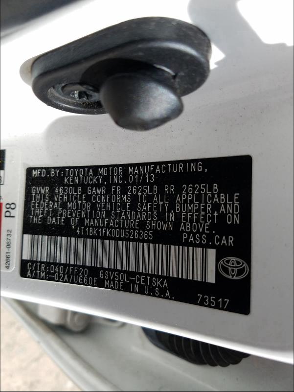 Photo 9 VIN: 4T1BK1FK0DU526365 - TOYOTA CAMRY SE 