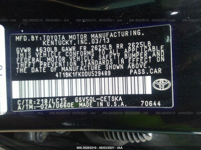 Photo 8 VIN: 4T1BK1FK0DU529489 - TOYOTA CAMRY 