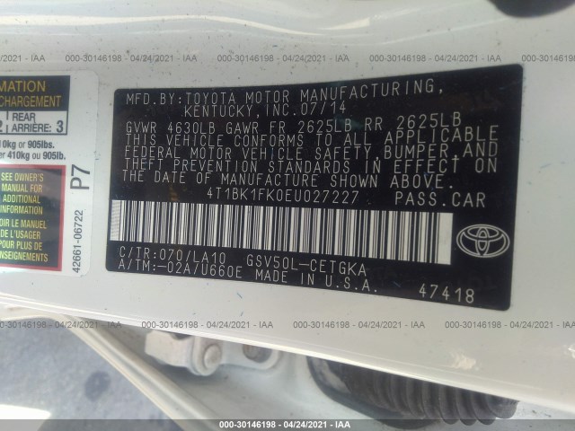 Photo 8 VIN: 4T1BK1FK0EU027227 - TOYOTA CAMRY 