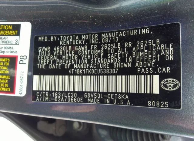 Photo 8 VIN: 4T1BK1FK0EU538307 - TOYOTA CAMRY 