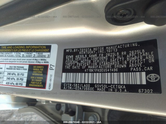 Photo 8 VIN: 4T1BK1FK0EU541496 - TOYOTA CAMRY 