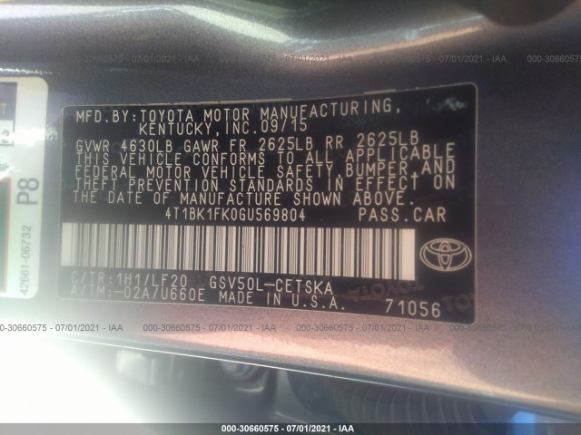 Photo 8 VIN: 4T1BK1FK0GU569804 - TOYOTA CAMRY 