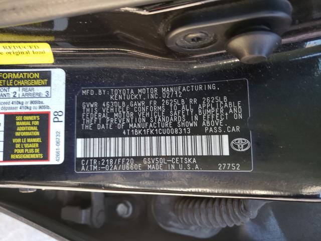 Photo 9 VIN: 4T1BK1FK1CU008313 - TOYOTA CAMRY SE 