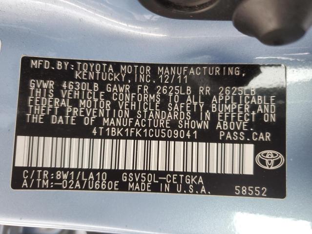 Photo 11 VIN: 4T1BK1FK1CU509041 - TOYOTA CAMRY 