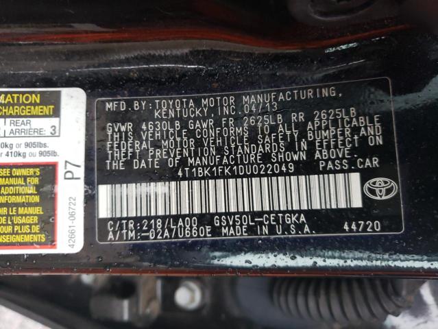 Photo 9 VIN: 4T1BK1FK1DU022049 - TOYOTA CAMRY SE 