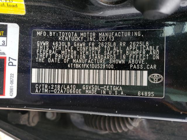 Photo 9 VIN: 4T1BK1FK1DU529100 - TOYOTA CAMRY SE 