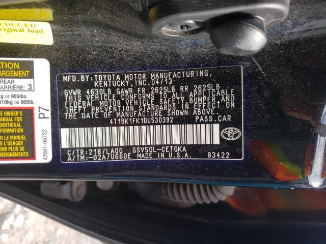 Photo 9 VIN: 4T1BK1FK1DU530392 - TOYOTA CAMRY SE 