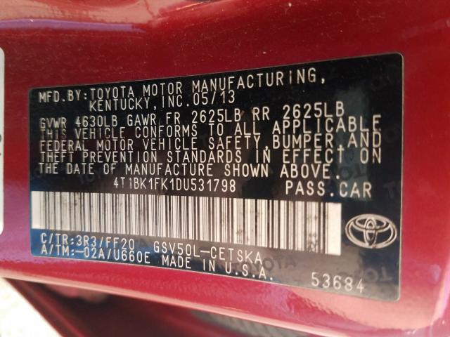 Photo 9 VIN: 4T1BK1FK1DU531798 - TOYOTA CAMRY SE 