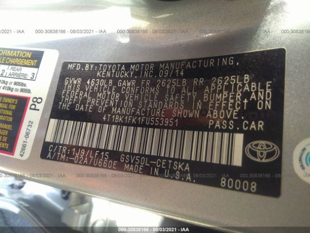 Photo 8 VIN: 4T1BK1FK1FU553951 - TOYOTA CAMRY 