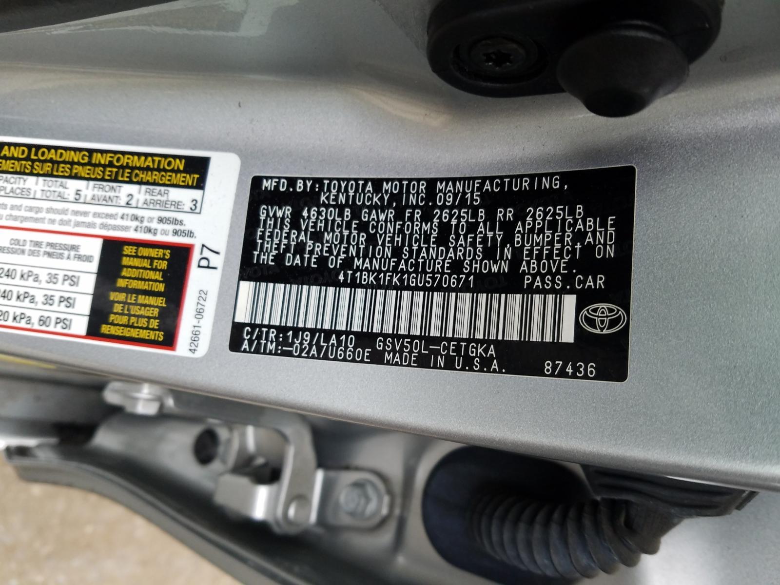 Photo 9 VIN: 4T1BK1FK1GU570671 - TOYOTA CAMRY XSE 