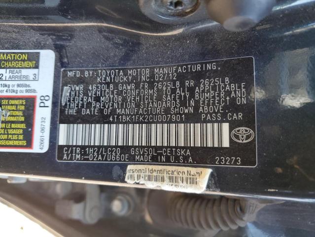 Photo 11 VIN: 4T1BK1FK2CU007901 - TOYOTA CAMRY 