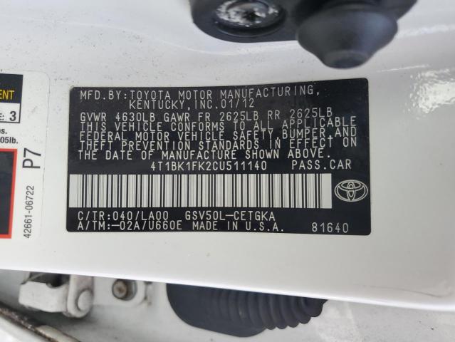 Photo 11 VIN: 4T1BK1FK2CU511140 - TOYOTA CAMRY 