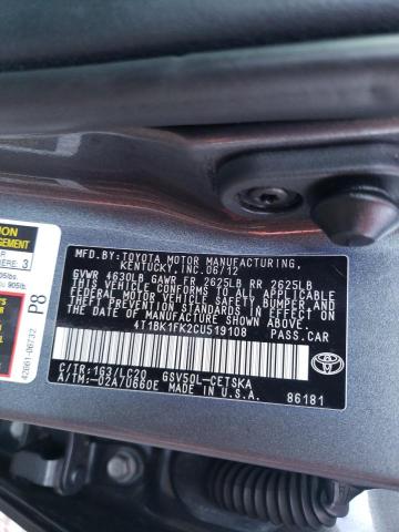 Photo 9 VIN: 4T1BK1FK2CU519108 - TOYOTA CAMRY SE 