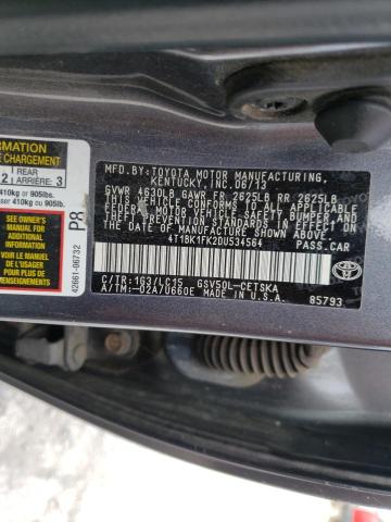 Photo 9 VIN: 4T1BK1FK2DU534564 - TOYOTA CAMRY SE 