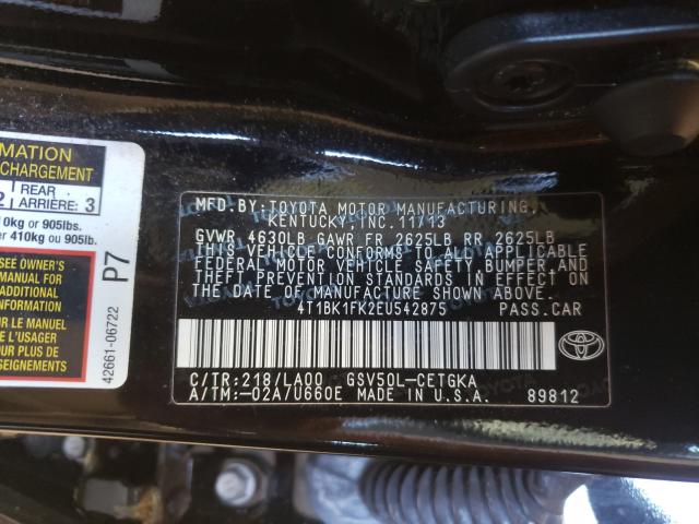 Photo 9 VIN: 4T1BK1FK2EU542875 - TOYOTA CAMRY SE 