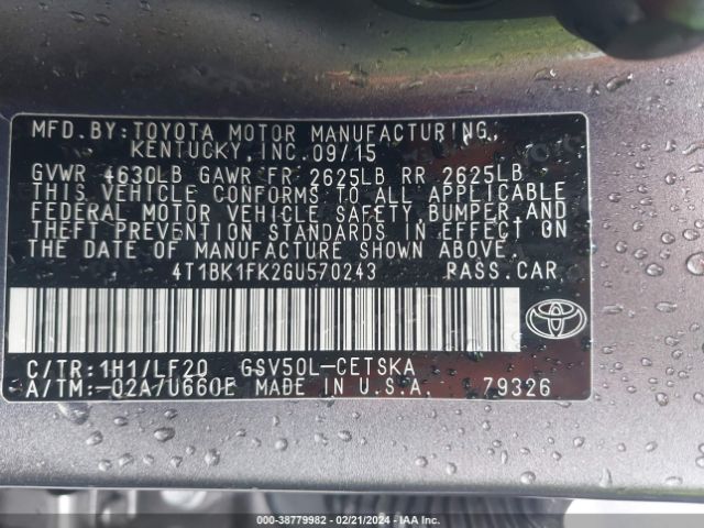 Photo 8 VIN: 4T1BK1FK2GU570243 - TOYOTA CAMRY 