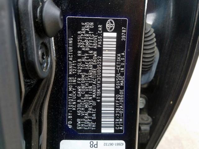 Photo 9 VIN: 4T1BK1FK3CU005252 - TOYOTA CAMRY SE 