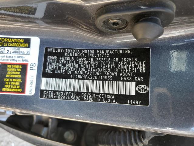 Photo 12 VIN: 4T1BK1FK3CU019555 - TOYOTA CAMRY SE 