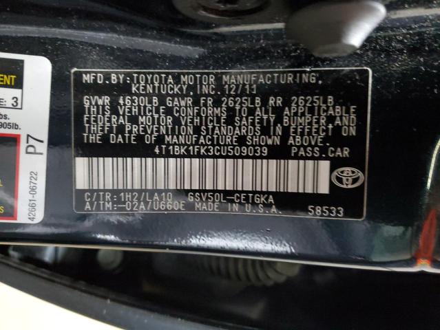 Photo 11 VIN: 4T1BK1FK3CU509039 - TOYOTA CAMRY SE 