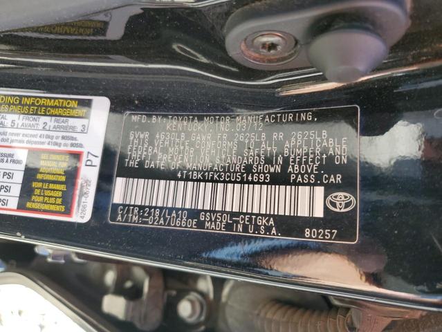 Photo 9 VIN: 4T1BK1FK3CU514693 - TOYOTA CAMRY SE 