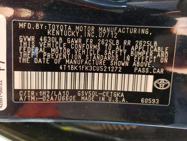 Photo 11 VIN: 4T1BK1FK3CU521272 - TOYOTA CAMRY SE 