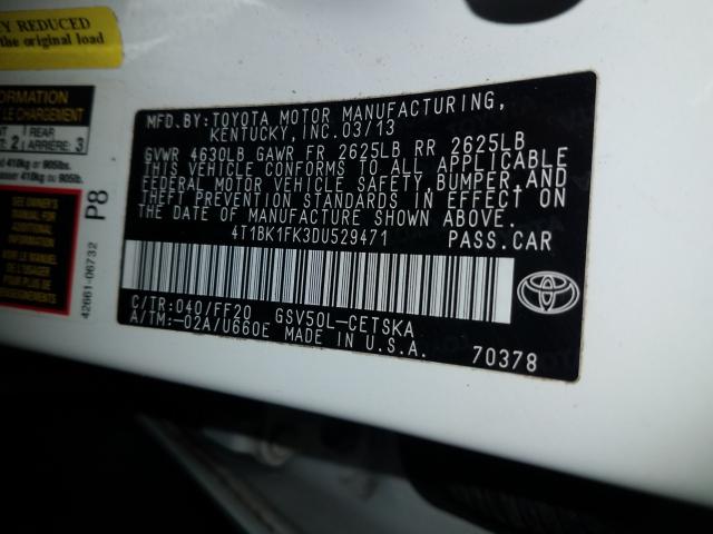 Photo 9 VIN: 4T1BK1FK3DU529471 - TOYOTA CAMRY SE 