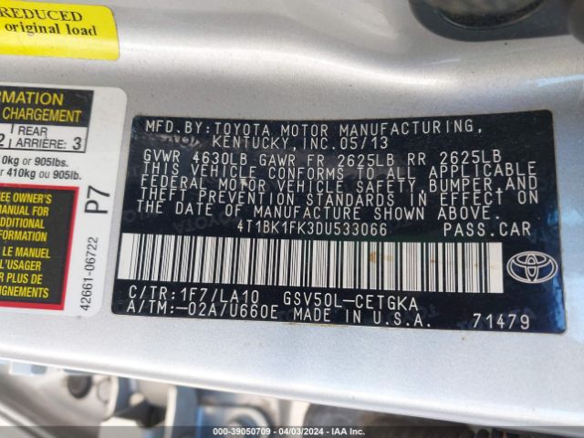 Photo 8 VIN: 4T1BK1FK3DU533066 - TOYOTA CAMRY 