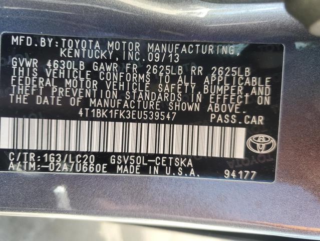 Photo 12 VIN: 4T1BK1FK3EU539547 - TOYOTA CAMRY SE 