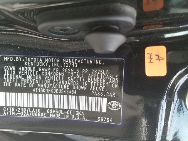 Photo 9 VIN: 4T1BK1FK3EU543484 - TOYOTA CAMRY SE 