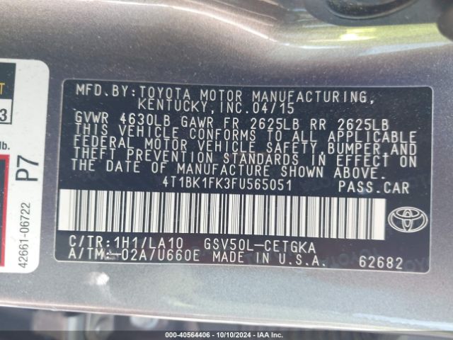 Photo 8 VIN: 4T1BK1FK3FU565051 - TOYOTA CAMRY 