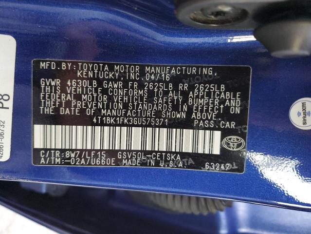 Photo 12 VIN: 4T1BK1FK3GU575371 - TOYOTA CAMRY XSE 