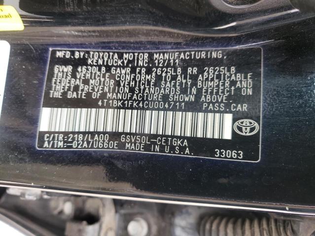 Photo 12 VIN: 4T1BK1FK4CU004711 - TOYOTA CAMRY SE 