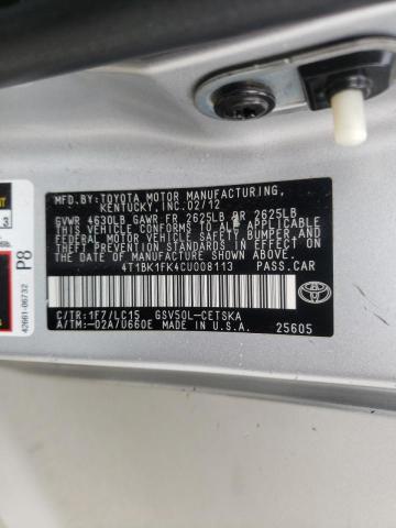 Photo 9 VIN: 4T1BK1FK4CU008113 - TOYOTA CAMRY SE 