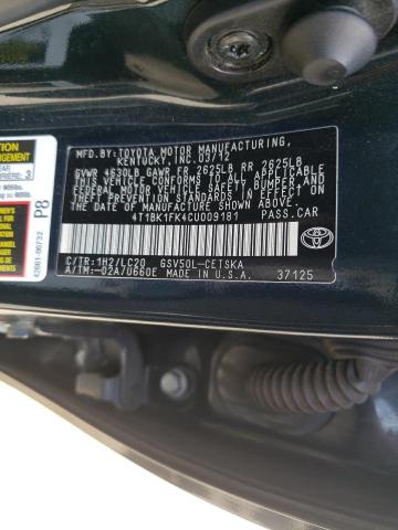 Photo 12 VIN: 4T1BK1FK4CU009181 - TOYOTA CAMRY SE 