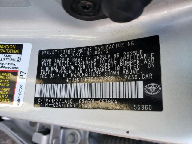 Photo 11 VIN: 4T1BK1FK4CU520809 - TOYOTA CAMRY SE 