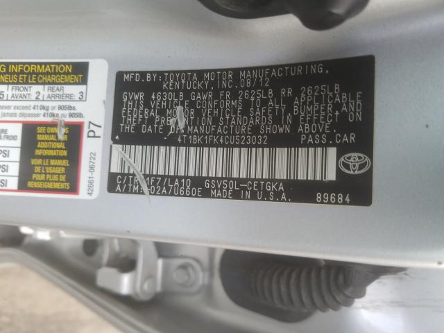 Photo 9 VIN: 4T1BK1FK4CU523032 - TOYOTA CAMRY SE 