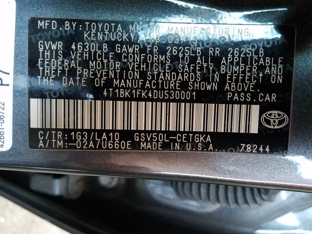 Photo 9 VIN: 4T1BK1FK4DU530001 - TOYOTA CAMRY SE 