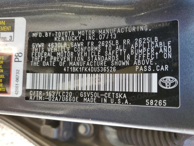 Photo 11 VIN: 4T1BK1FK4DU536526 - TOYOTA CAMRY SE 