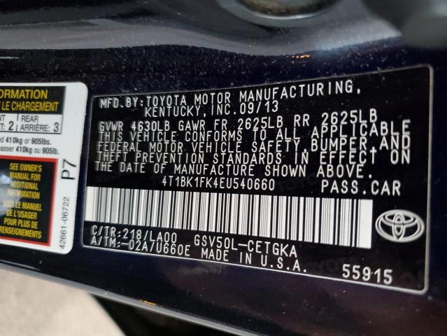 Photo 11 VIN: 4T1BK1FK4EU540660 - TOYOTA CAMRY SE 