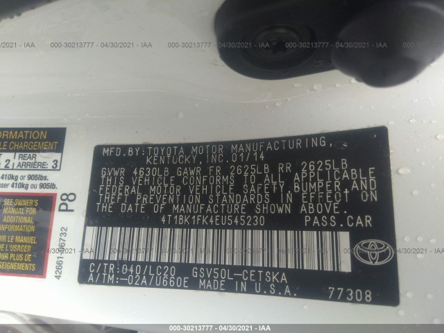 Photo 8 VIN: 4T1BK1FK4EU545230 - TOYOTA CAMRY 