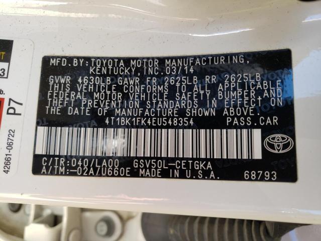 Photo 9 VIN: 4T1BK1FK4EU548354 - TOYOTA CAMRY SE 